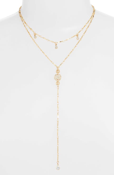 Layered Cubic Zirconia Lariat Necklace