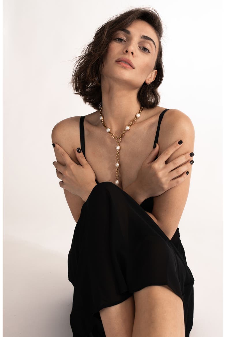 Freshwater Pearl Station Y-Necklace, Alternate, color, WHITE