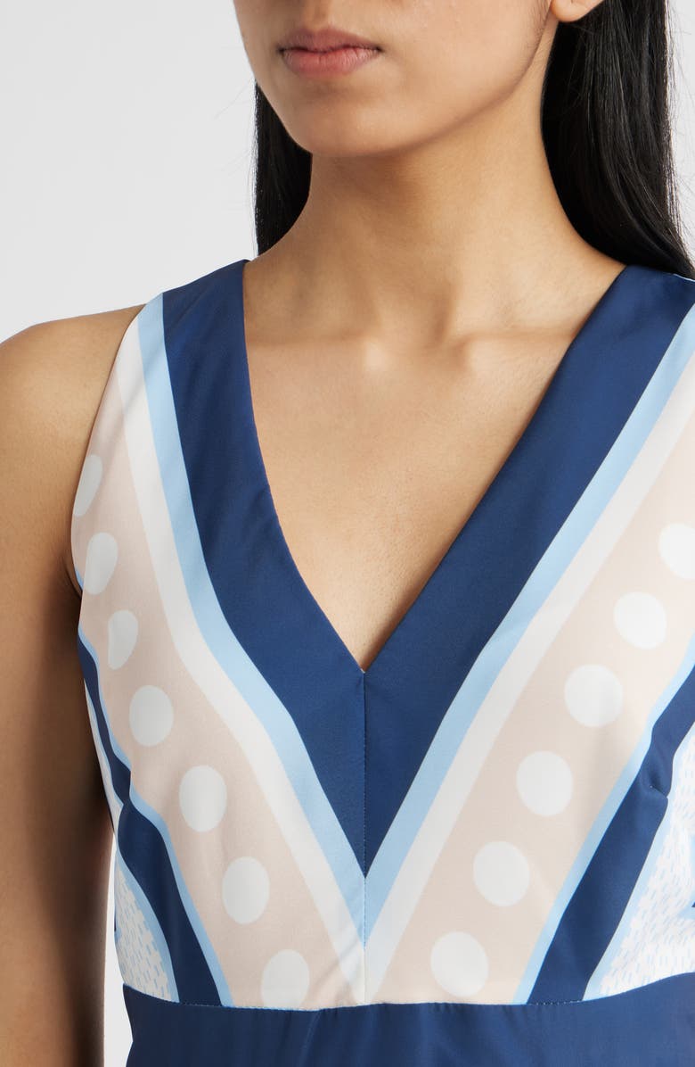 Eliza J Scarf Print Crêpe de Chine Maxi Dress, Alternate, color, Navy