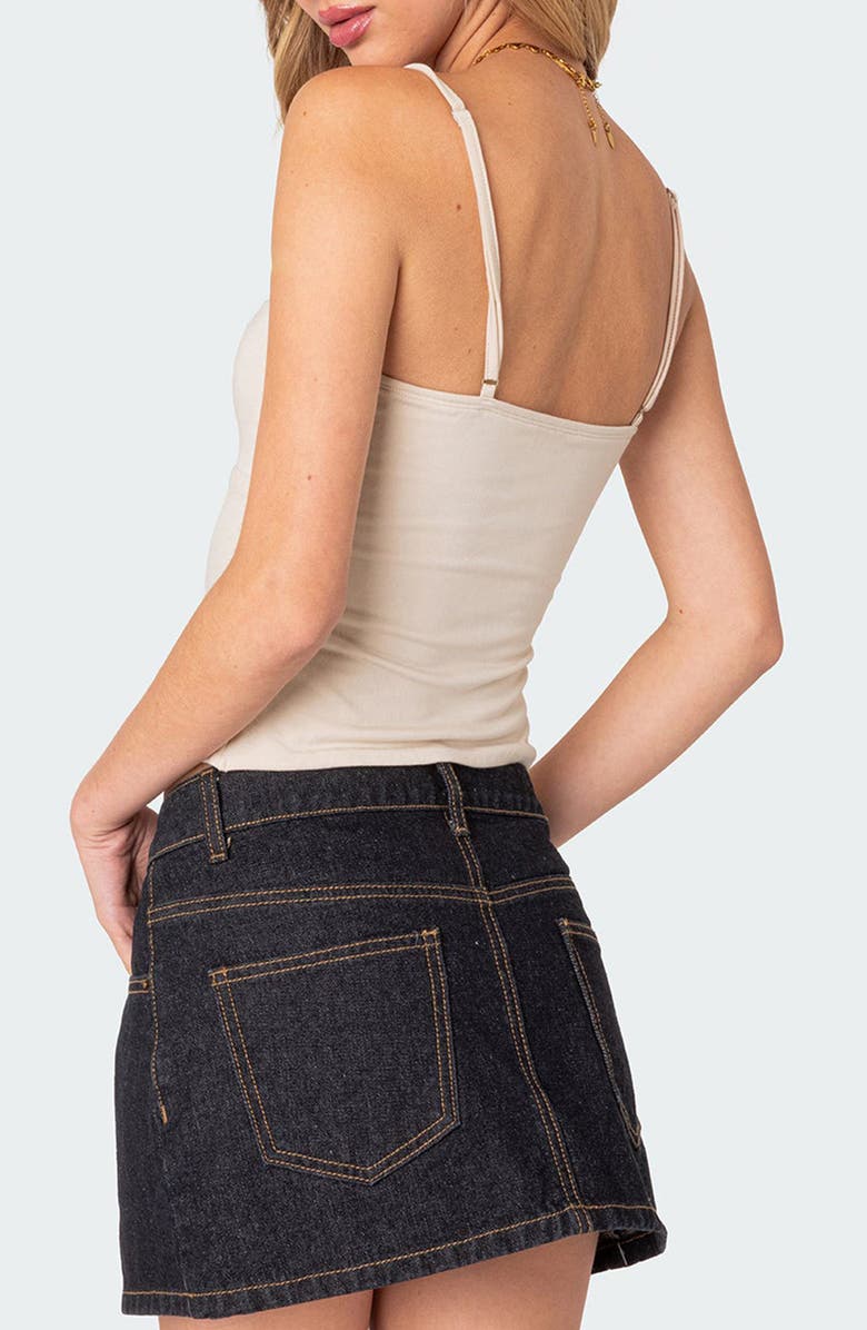 EDIKTED Hope Double Slit Camisole, Alternate, color, Cream