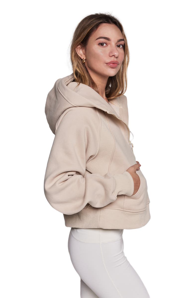 Rebody Active Effortless Fleece Half Zip Hoodie, Alternate, color, Sand