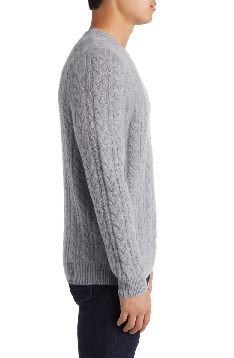 Nordstrom Cable Knit Cashmere Crewneck Sweater, Alternate, color, 