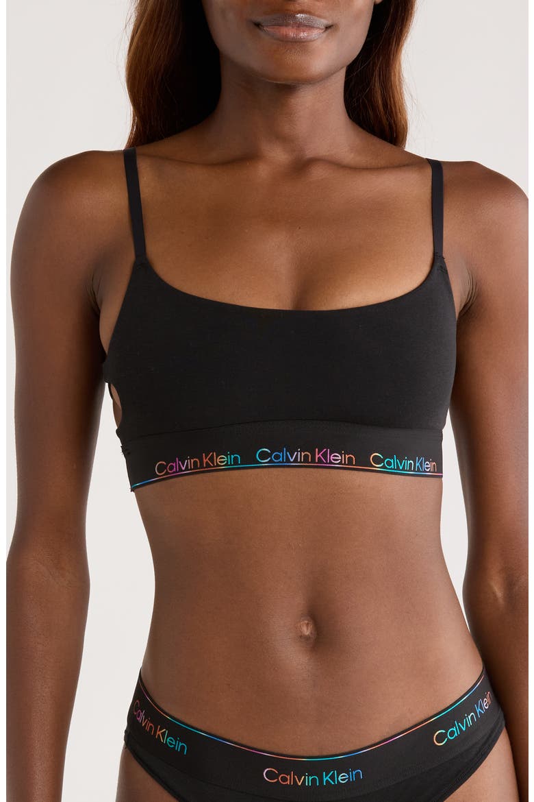 Icon Pride Cotton Blend Bralette, Main, color, BLACK