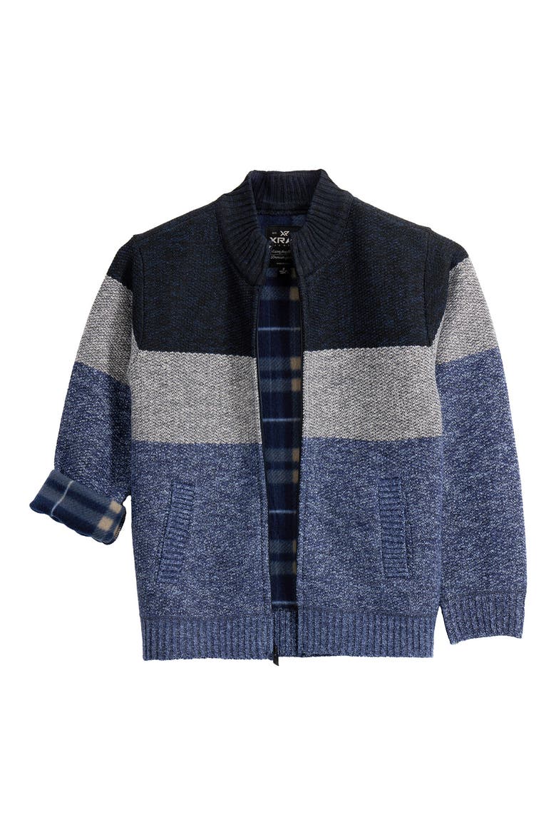 Kids' Colorblock Full Zip Sweater, Alternate, color, NAVY/DARK BLUE MARBLE