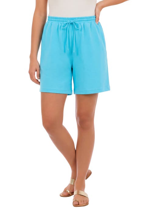 Plus Size French Terry Pull On Drawstring Shorts