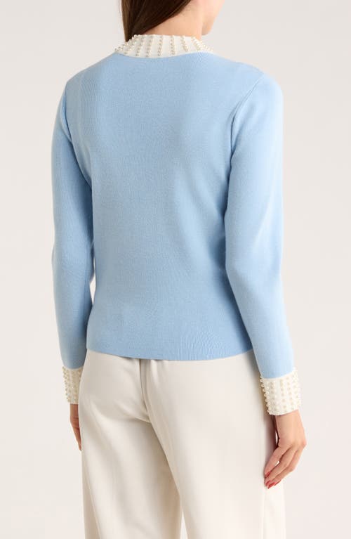 By Design Andi Pearly Beaded Sweater In Blue