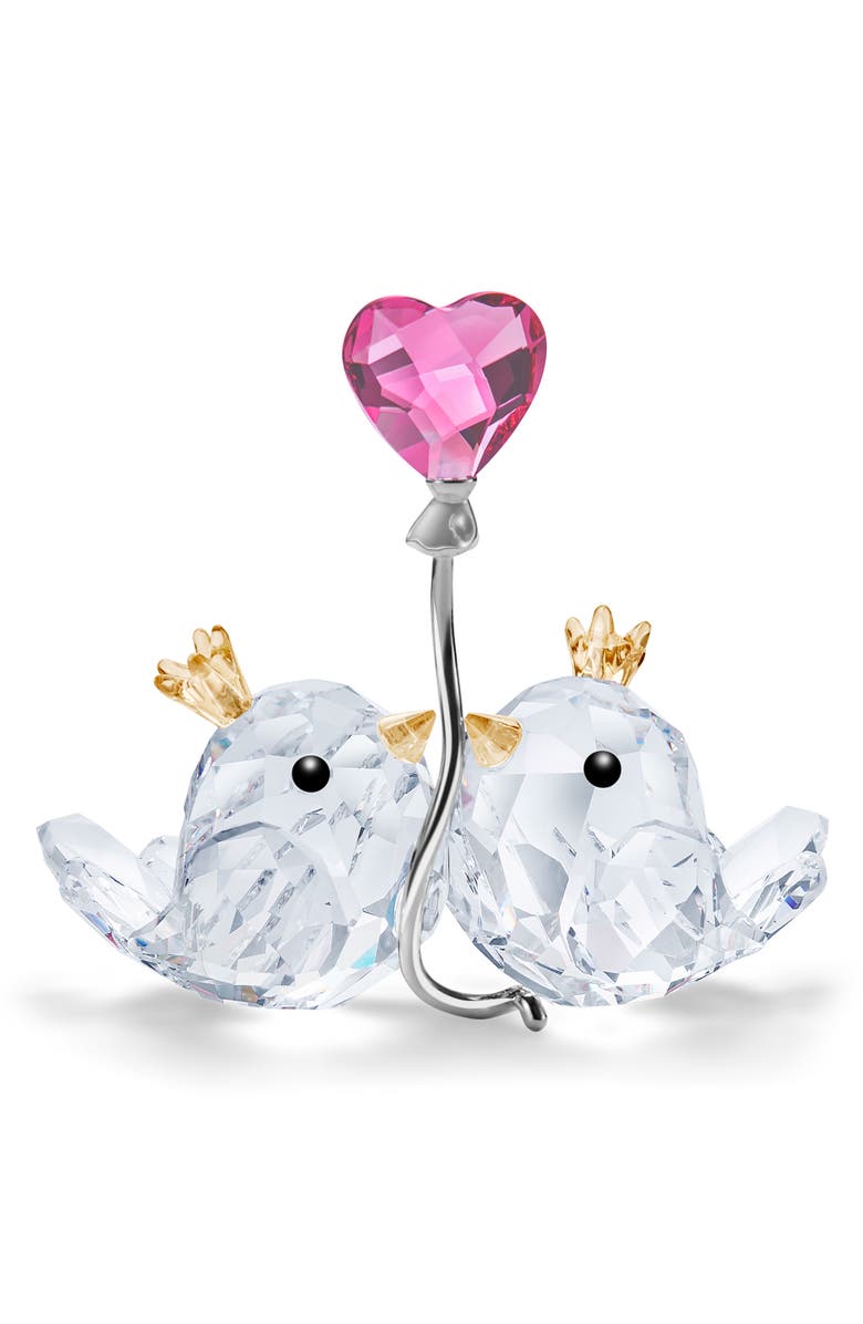 Swarovski Love Birds Pink Heart Crystal Figurine, Main, color,