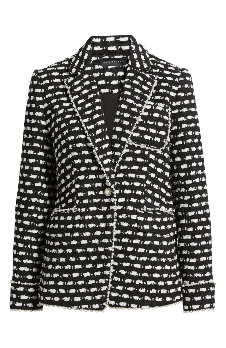 Elie Tahari The Selma Tweed Jacket, Alternate, color, Black And White Tweed