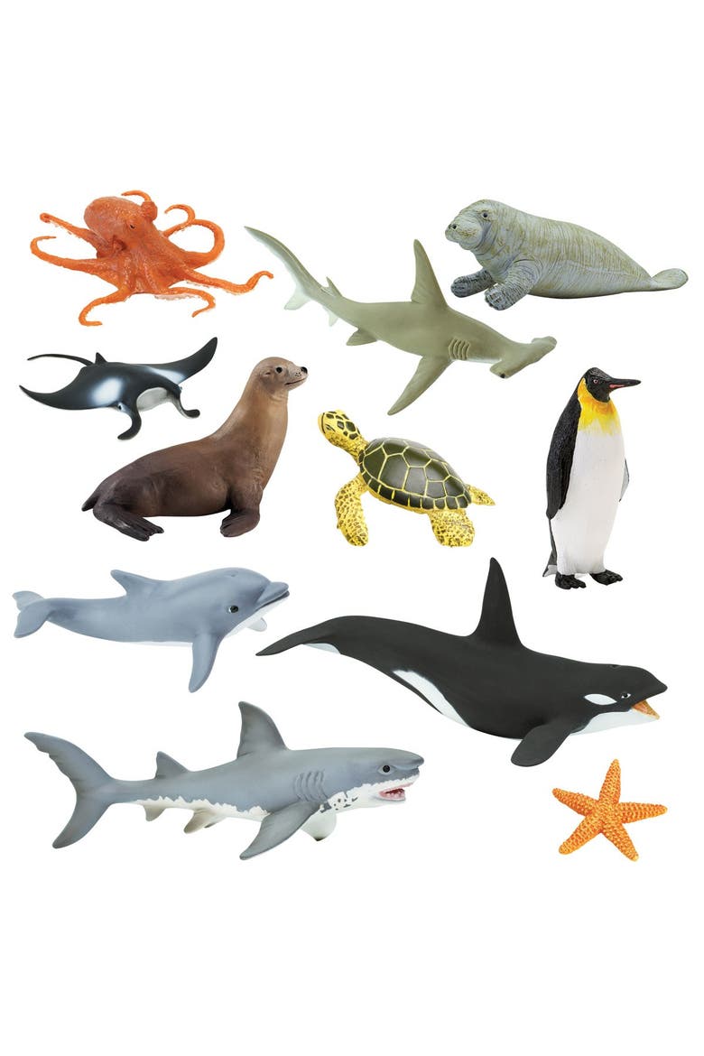 Animals of the Sea - Set of 11, Main, color, White
