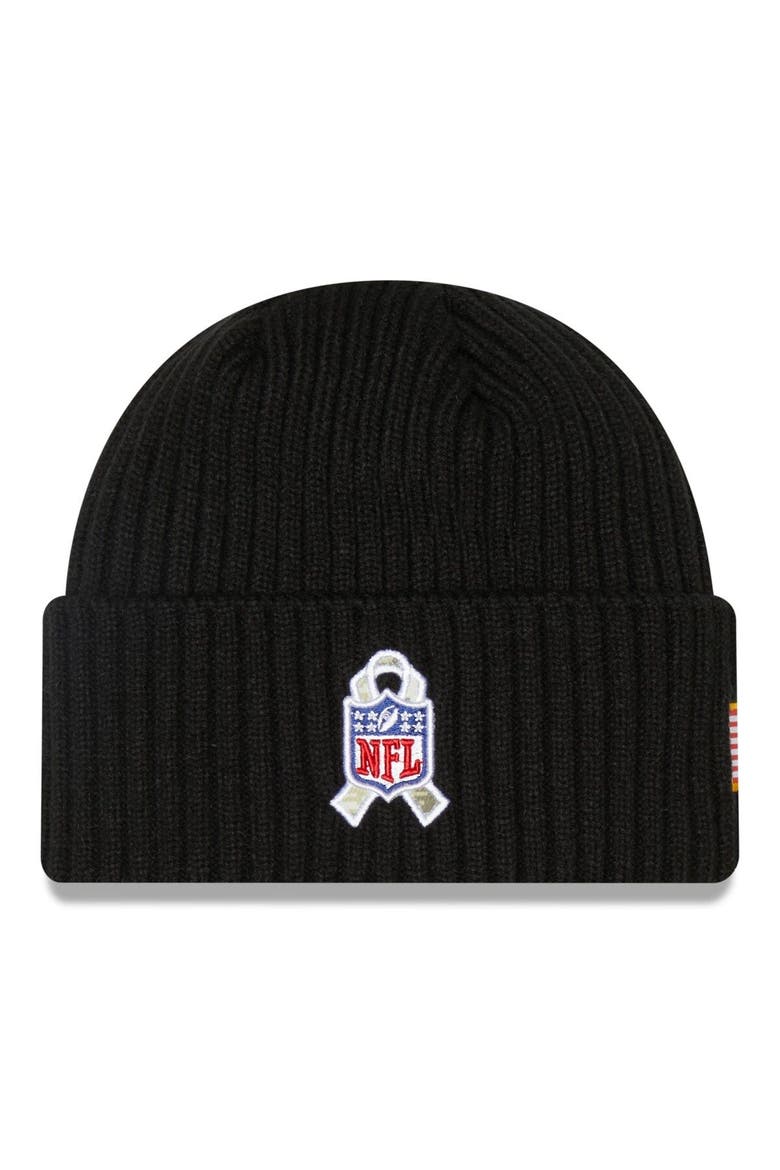 Men's New Era Black Baltimore Ravens 2022 Salute To Service Knit Hat, Alternate, color, Black