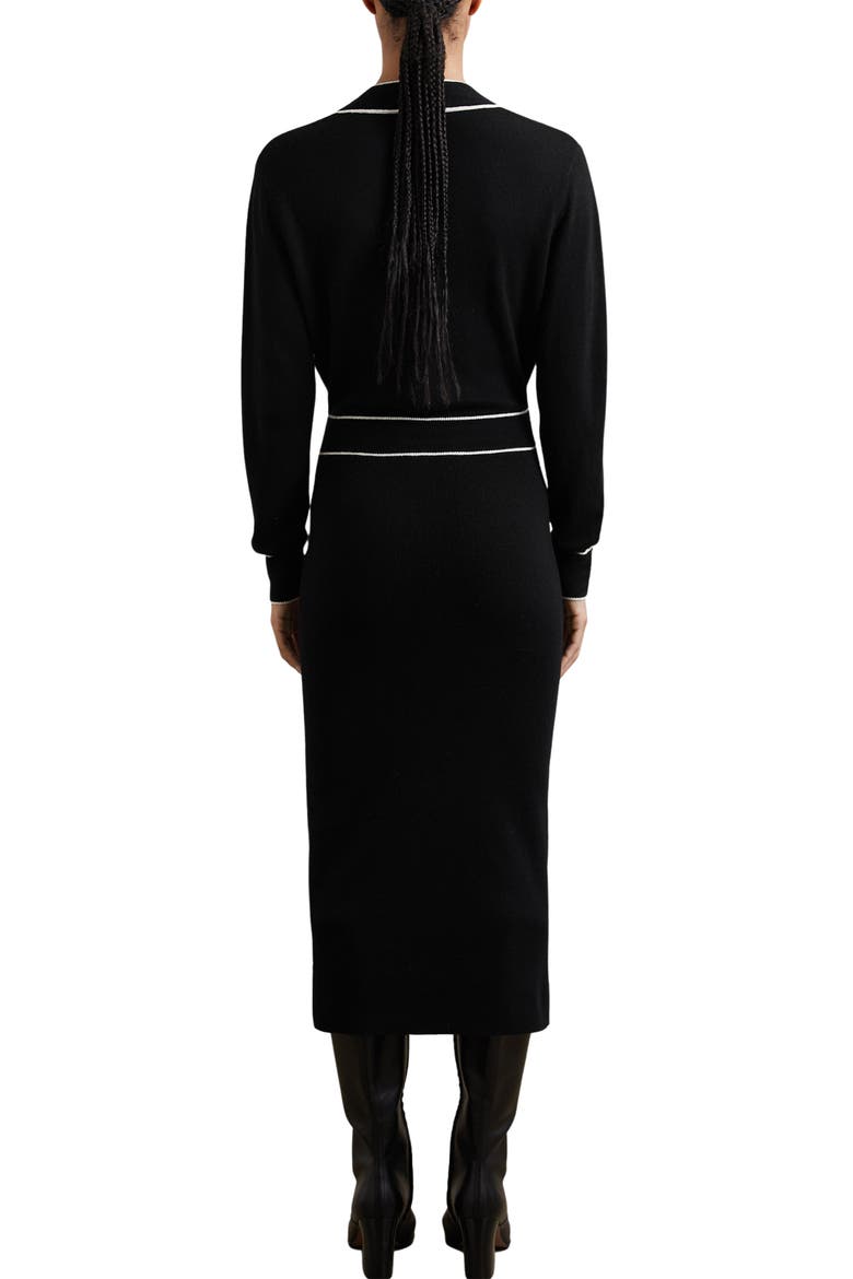 Lorrie Tipped Long Sleeve Wool & Cashmere Blend Sweater Dress, Alternate, color, BLACK/IVORY
