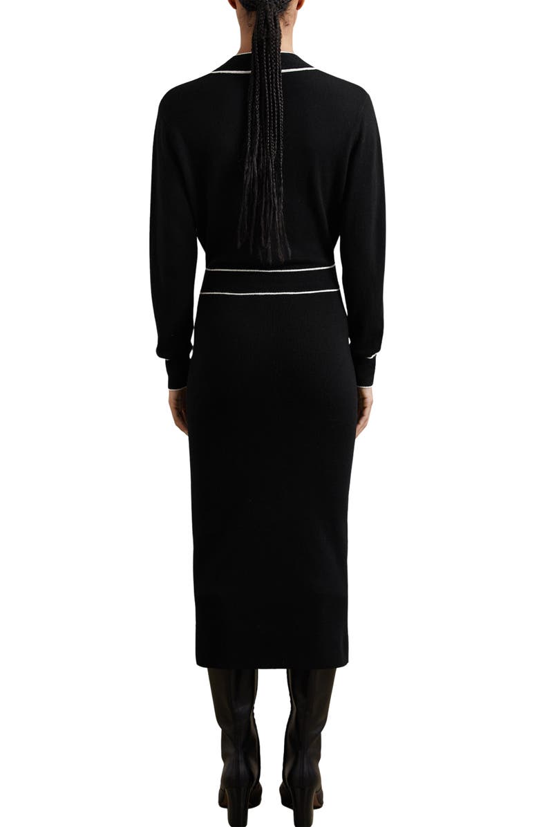 Reiss Lorrie Tipped Long Sleeve Wool
Cashmere Blend Sweater Dress, Alternate, color, Black/Ivory