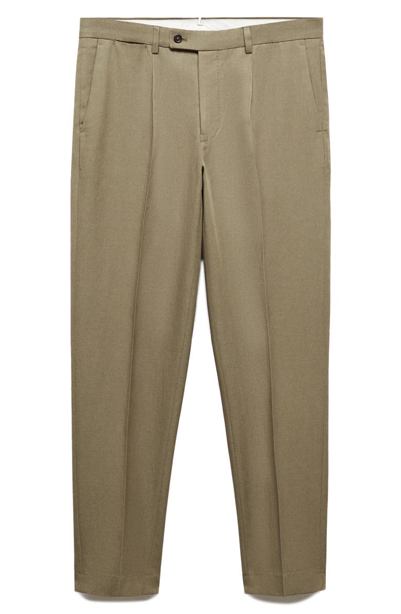 MANGO Slim Fit Pleated Suit Pants, Main, color, Khaki Green