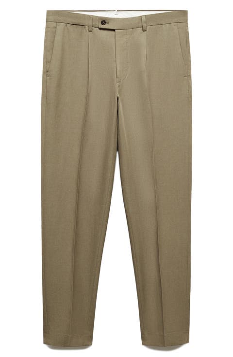 Slim Fit Pleated Suit Pants
