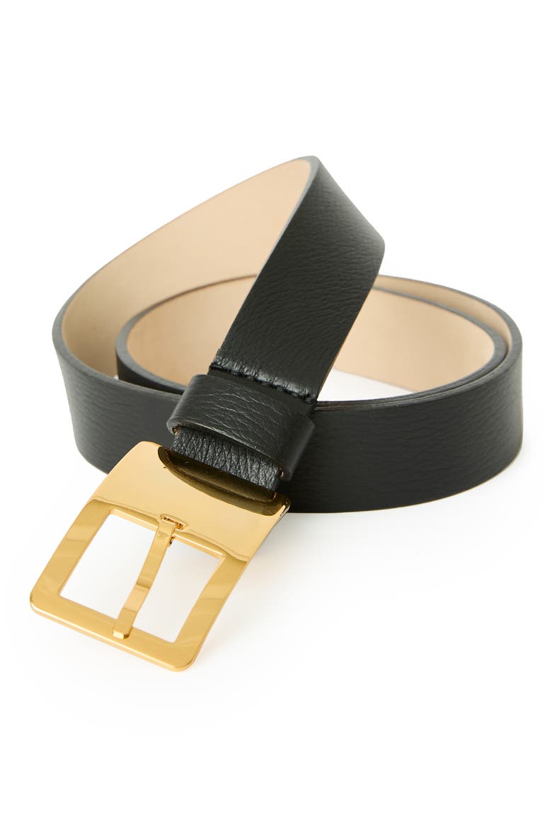 Charlie Leather Belt, Alternate, color, BLACK GOLD