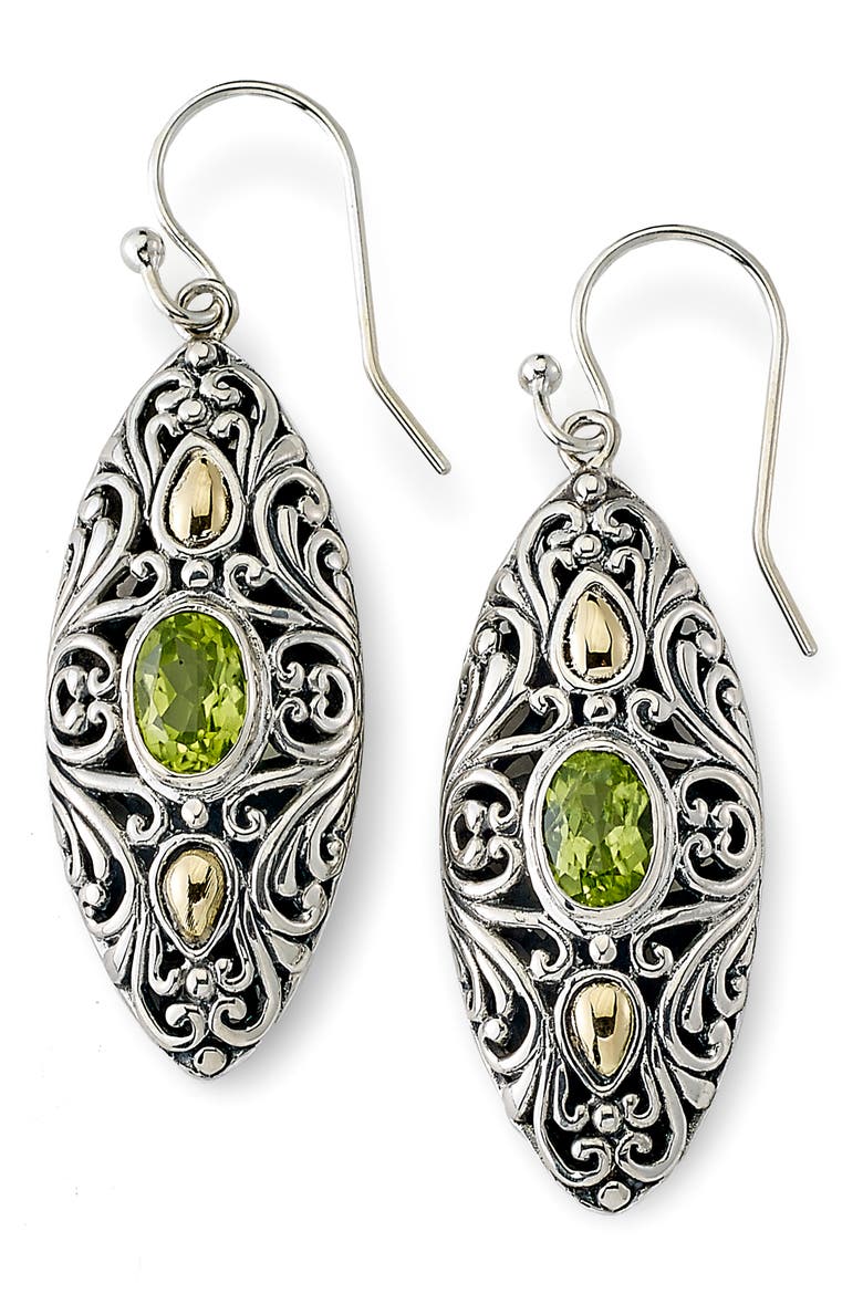 Two-Tone Marquis Drop Earrings, Main, color, GREEN