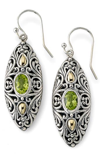 Samuel B. Two-tone Marquis Drop Earrings In Green