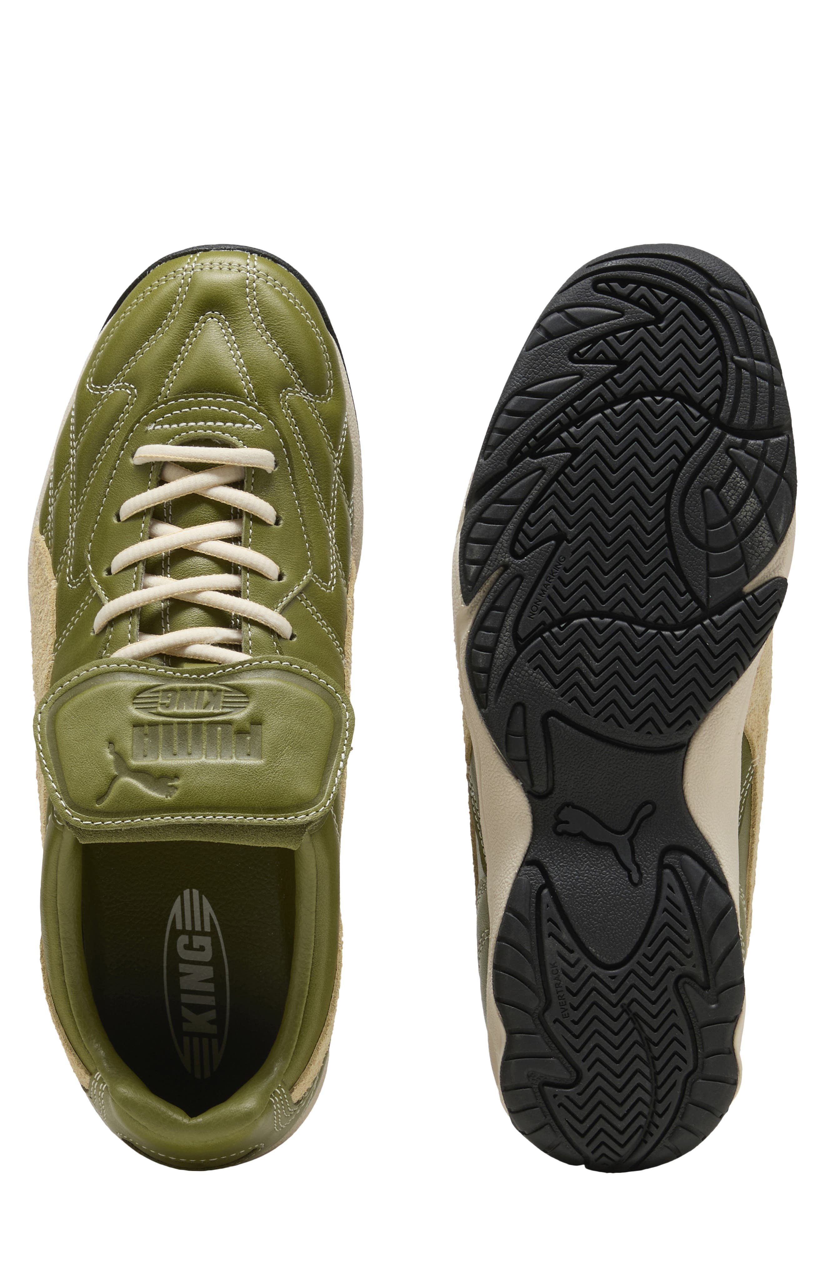 PUMA King Indoor Mix Soccer Sneaker, Alternate, color, Olive Green/ Light Straw