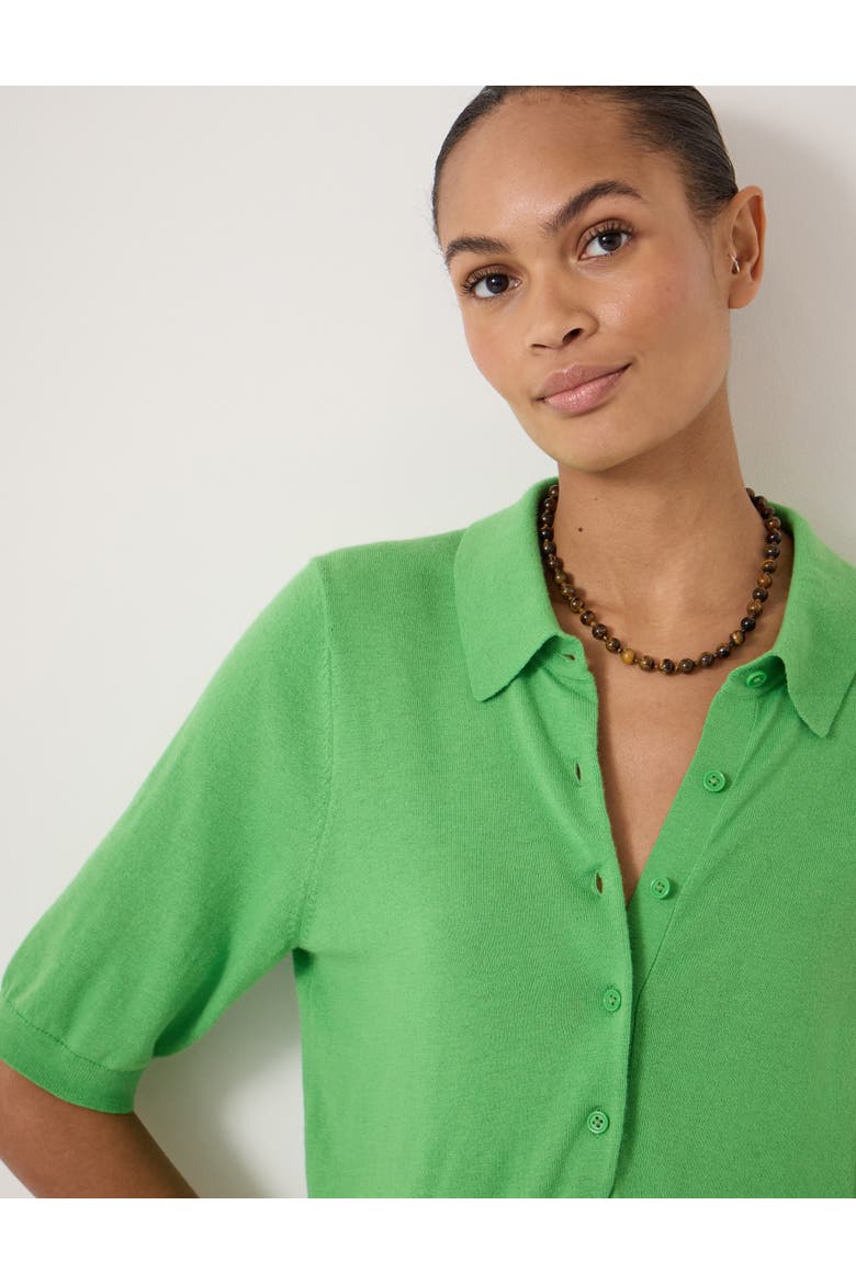 Fine Knit Short Sleeve Polo Top, Alternate, color, Vibrant Green