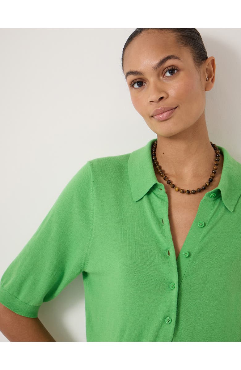 Hush Fine Knit Short Sleeve Polo Top, Alternate, color, Vibrant Green