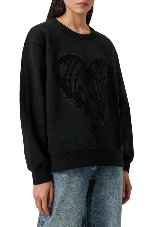 Allsaints Womens Black Trip Piper Crewneck Logo-motif Cotton Sweatshirt Xs In Black