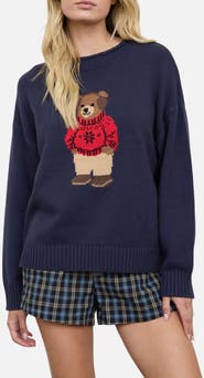 J.O.A. Teddy Bear Crewneck Sweater