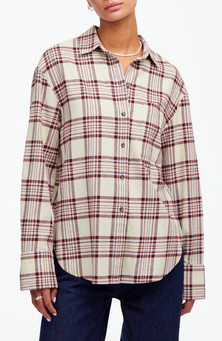 Madewell Plaid Relaxed Organic Cotton Flannel Button-Up Shirt, Main, color, 