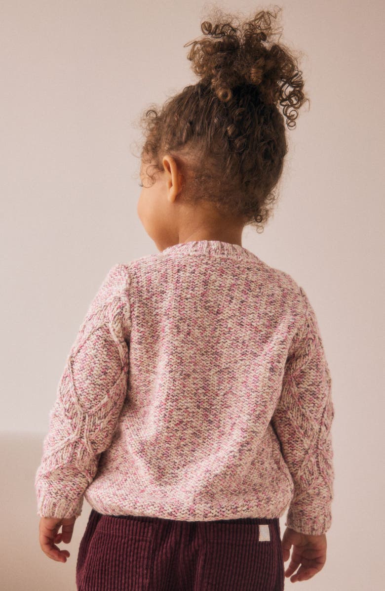 NEXT Kids' Diamond Chunk Knit Cardigan, Alternate, color, Pink