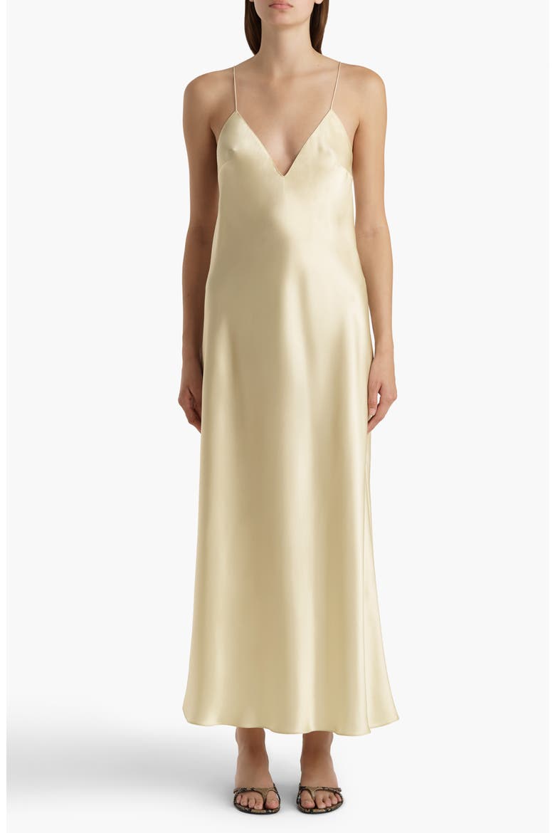 Taja Silk Satin Slipdress, Main, color, PALE YELLOW