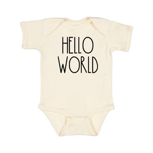 Sweet Wink Hello World Short Sleeve Bodysuit In Natural