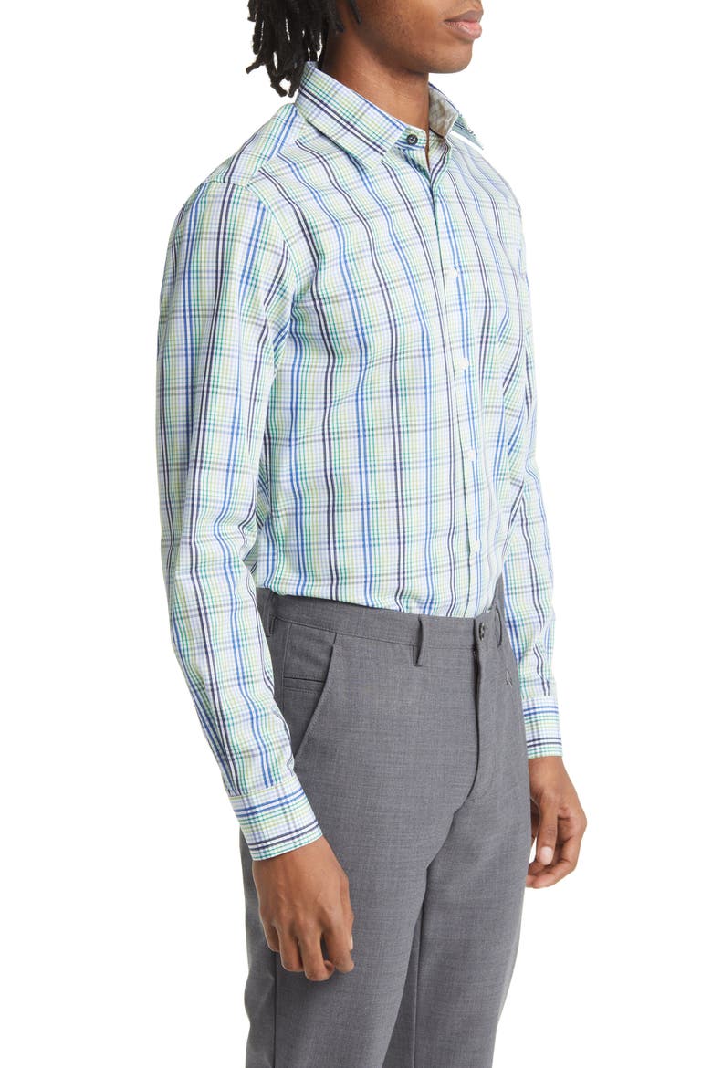 Tailored Fit Plaid Dress Shirt, Alternate, color, GREEN