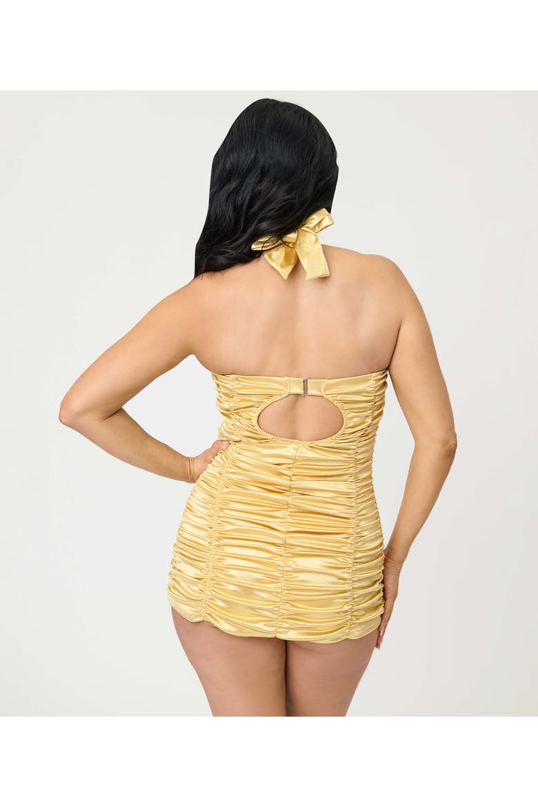 Mansfield Halter One Piece Swimsuit, Alternate, color, Gold Solid