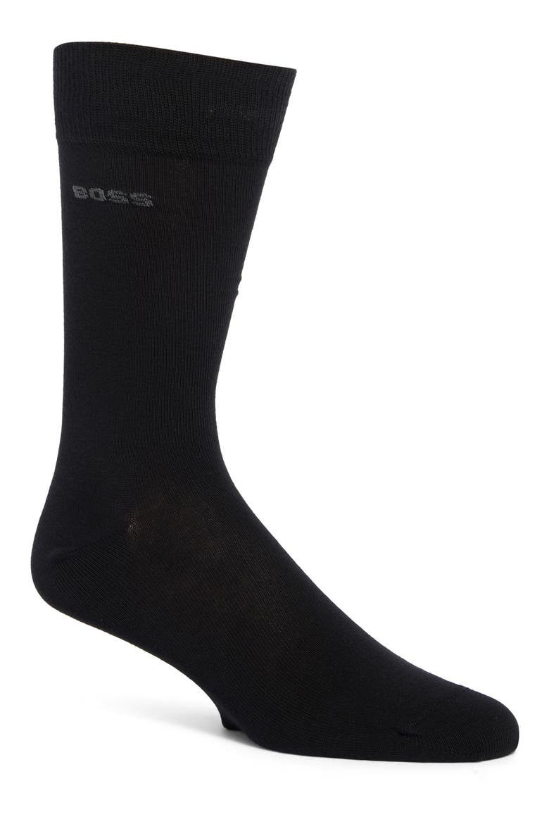 Matthew 2-Pack Solid Crew Dress Socks, Main, color, BLACK
