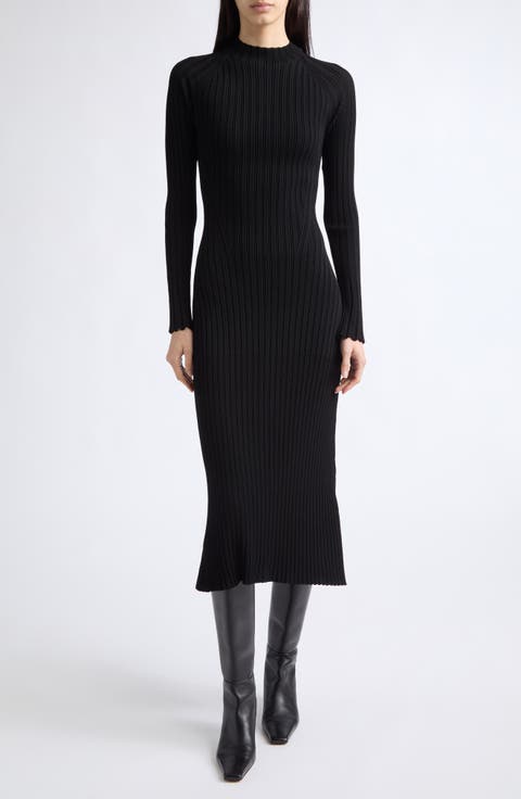 Roux Viscose & Silk Rib Midi Dress