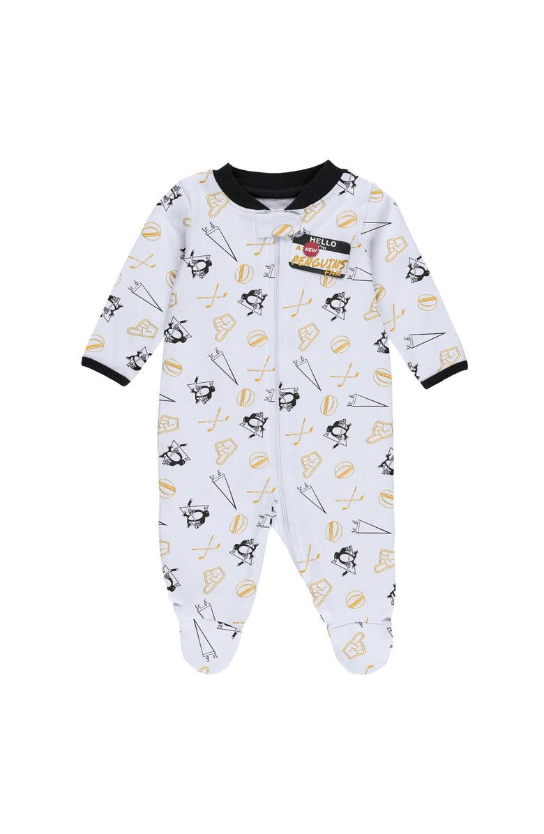 WEAR by Erin Andrews Newborn & Infant WEAR by Erin Andrews White Pittsburgh Penguins Sleep & Play Full-Zip Footed Jumper with Bib, Alternate, color, 