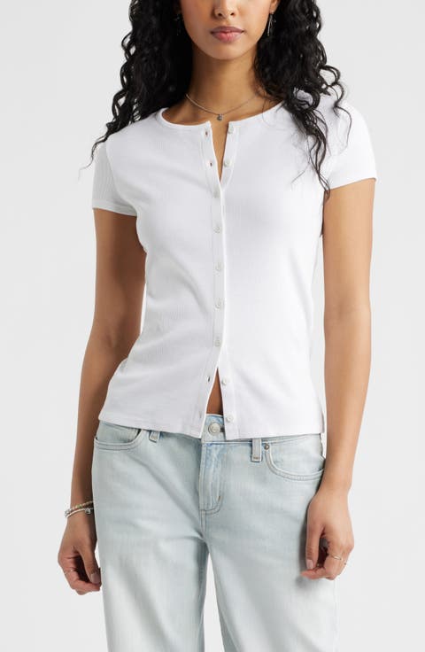 Short Sleeve Rib Knit Cardigan