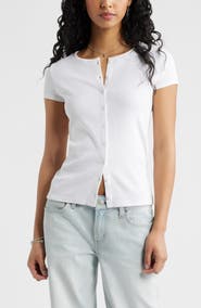 BP. Short Sleeve Rib Knit Cardigan