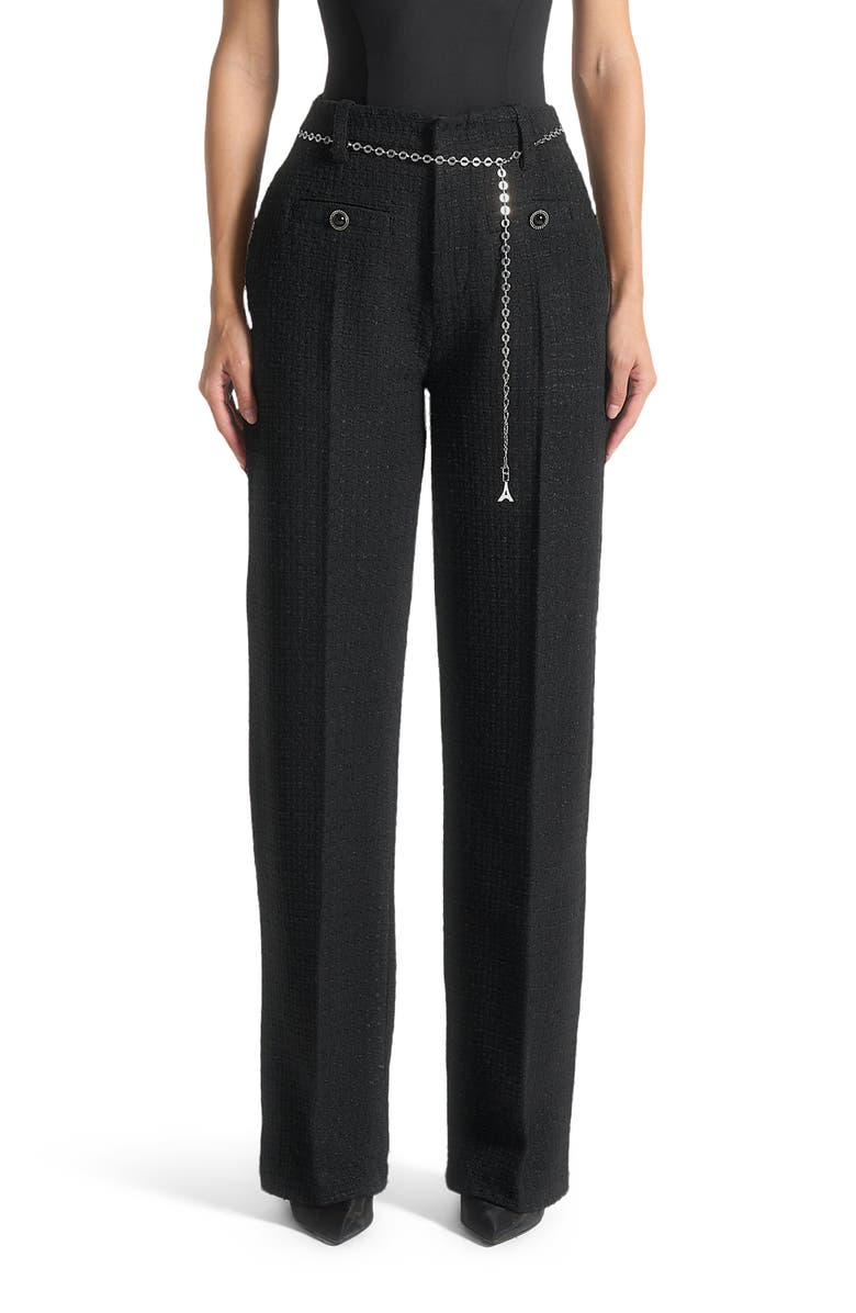 Manière De Voir Nathalie Tweed Trousers with Belt, Alternate, color, Black
