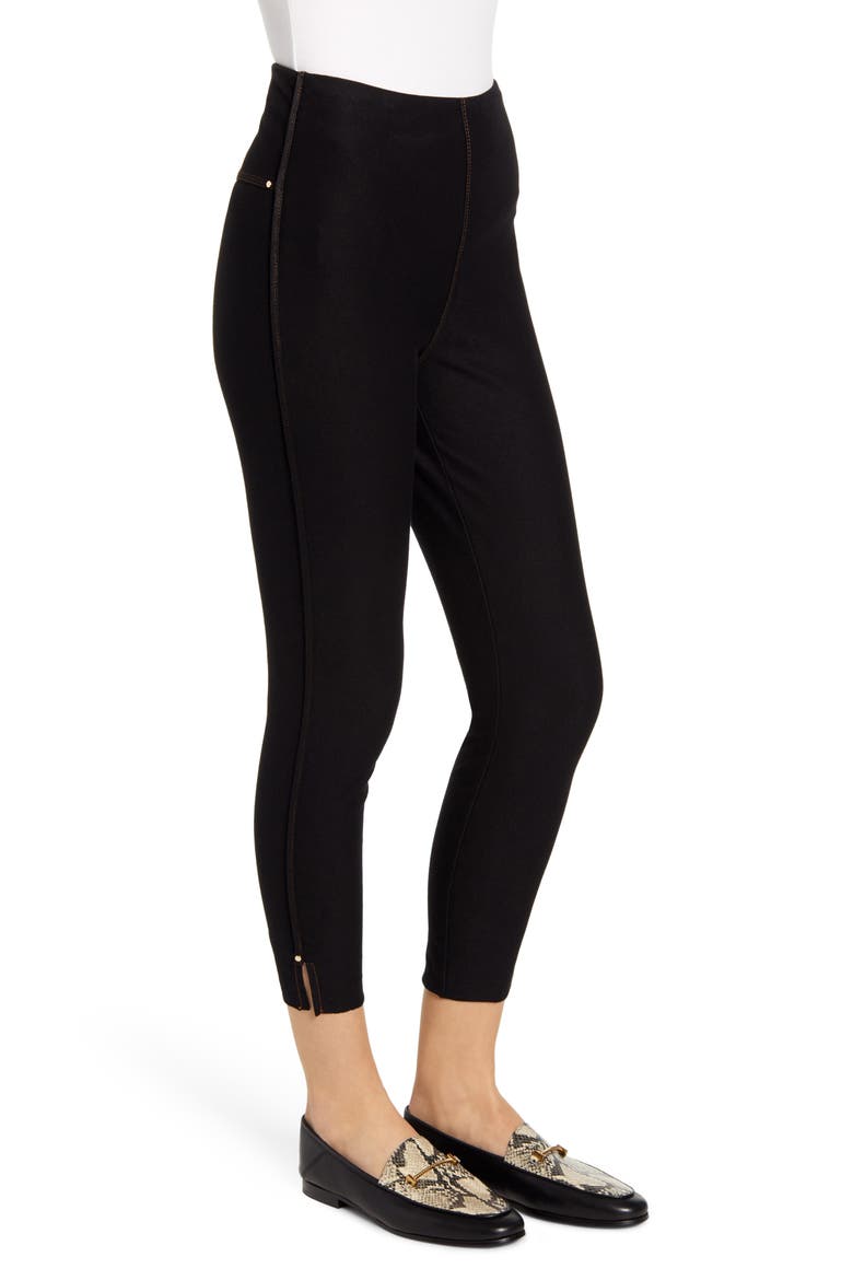 Lyssé Crop Slit Denim Leggings, Alternate, color, BLACK