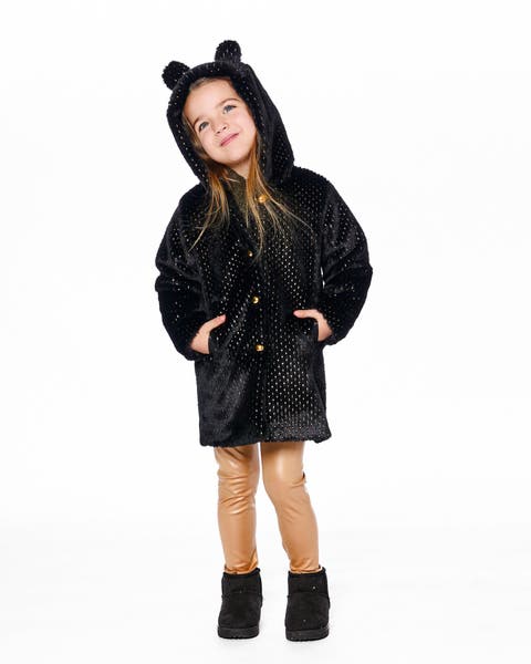 Bear Faux Fur Coat with Gold Polka Dots (Toddler & Little Kid)