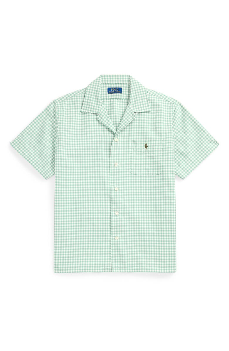 Polo Ralph Lauren Gingham Oxford Cloth Camp Shirt, Alternate, color, Lovat Nevis