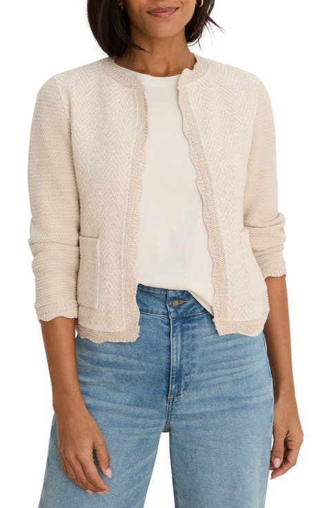 Scallop Trim Mixed Media Jacket