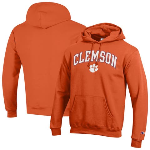 Men's Champion  Orange Clemson Tigers Arched Logo Fleece Pullover Hoodie