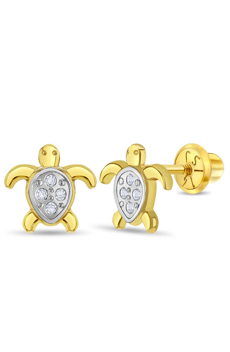 In Season Jewelry 14k Twinkle Turtle Girl Earrings, Main, color, Gold