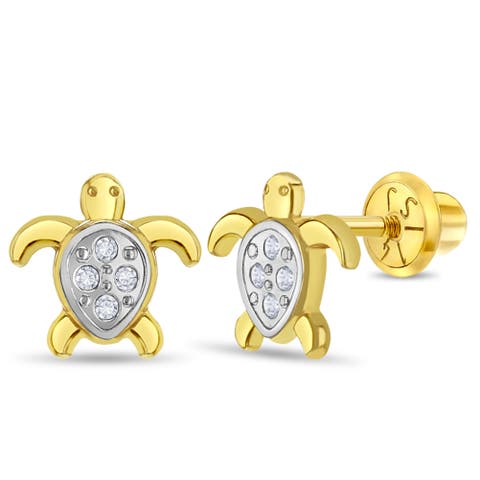 14k Twinkle Turtle Girl Earrings