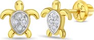 In Season Jewelry 14k Twinkle Turtle Girl Earrings