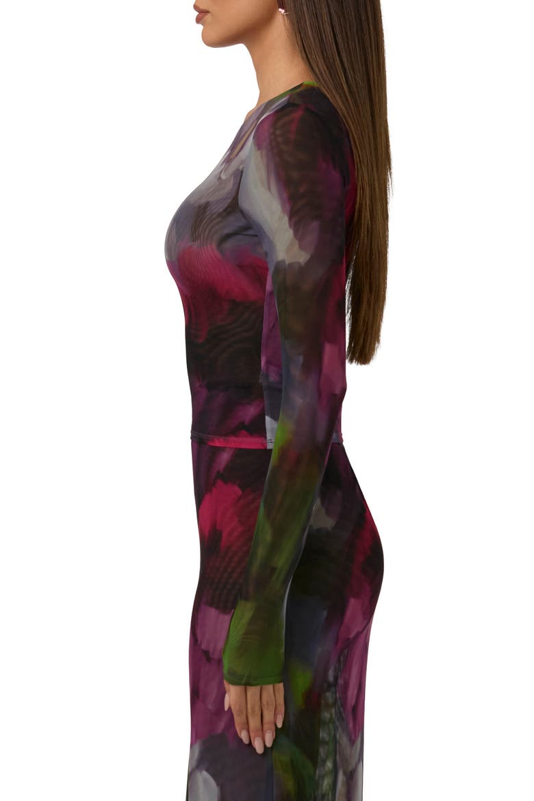 Mesh Print Long Sleeve Top, Alternate, color, BAROQUE BLOOM