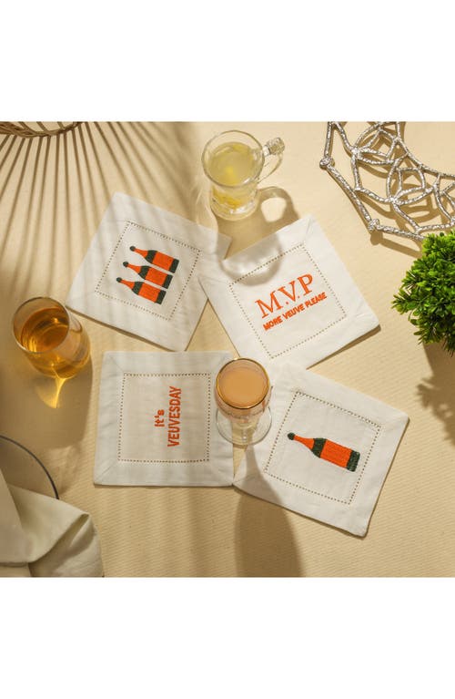 Tiramisu Set Of 4 Embroidered Coasters In Red