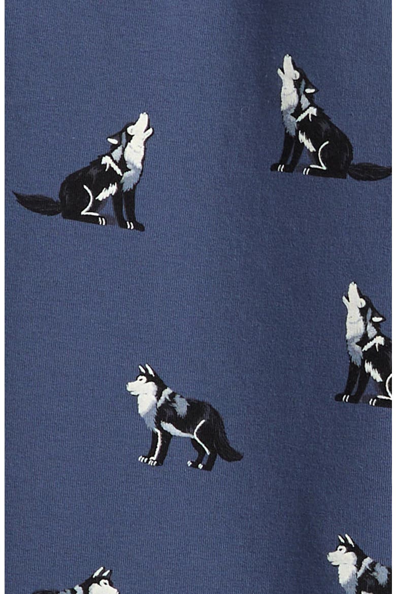 Kids' Husky Print Stretch Cotton Fleece Joggers, Alternate, color, DARK BLUE