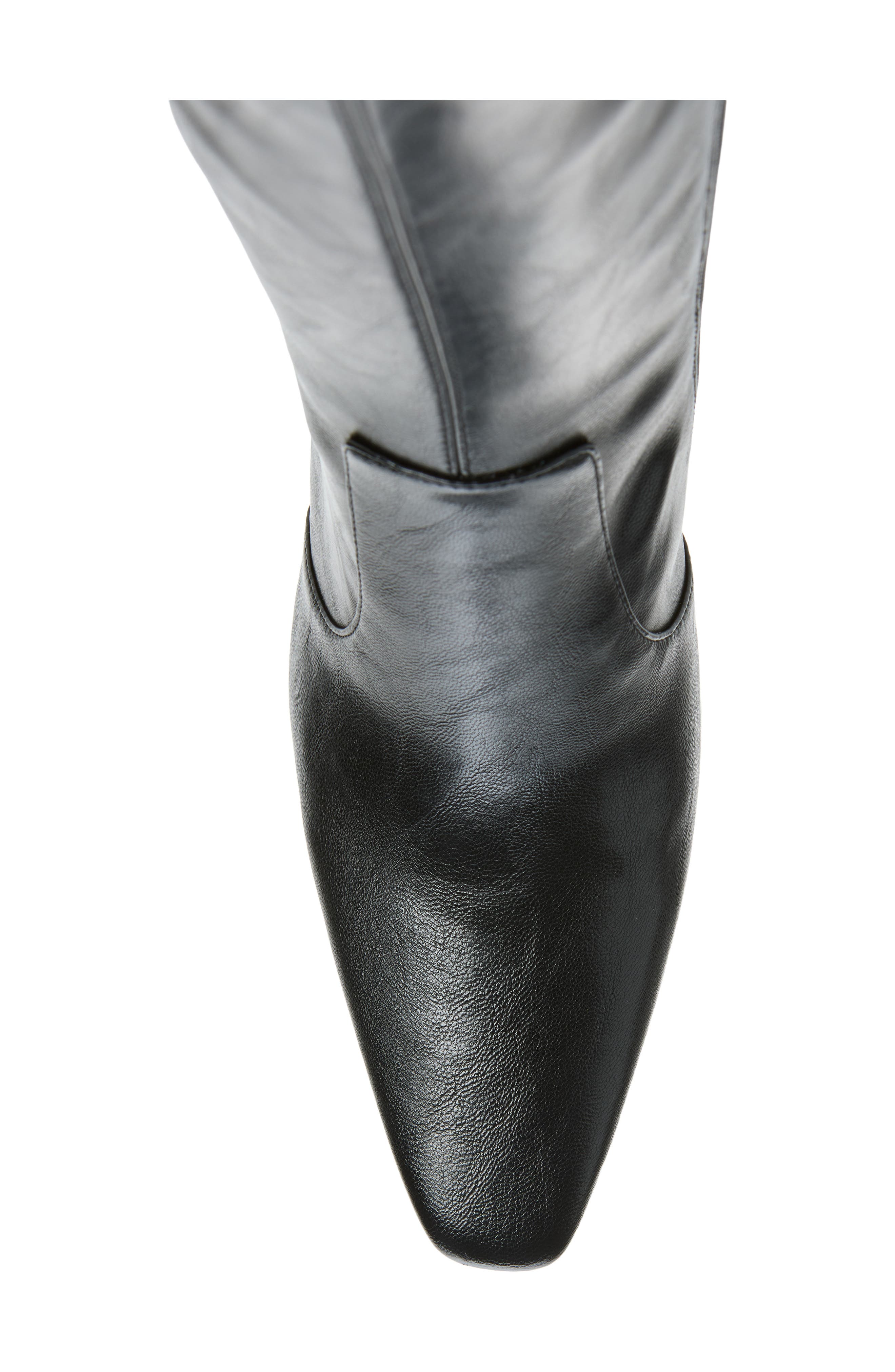 Spiraling Faux Leather Knee High Boot, Alternate, color, BLACK
